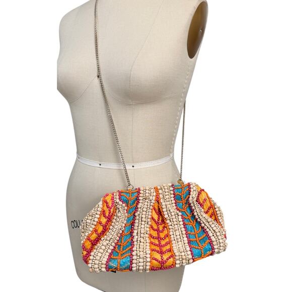 NWT Beaded Boho Festival Clutch Crossbody Bag India Handmade Colorful - Picture 1 of 7